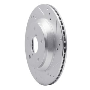 Subaru Crosstrek Brake Rotor (1) - Rear Right - R1 Concepts - Drilled & Slotted - Silver - `19-`25